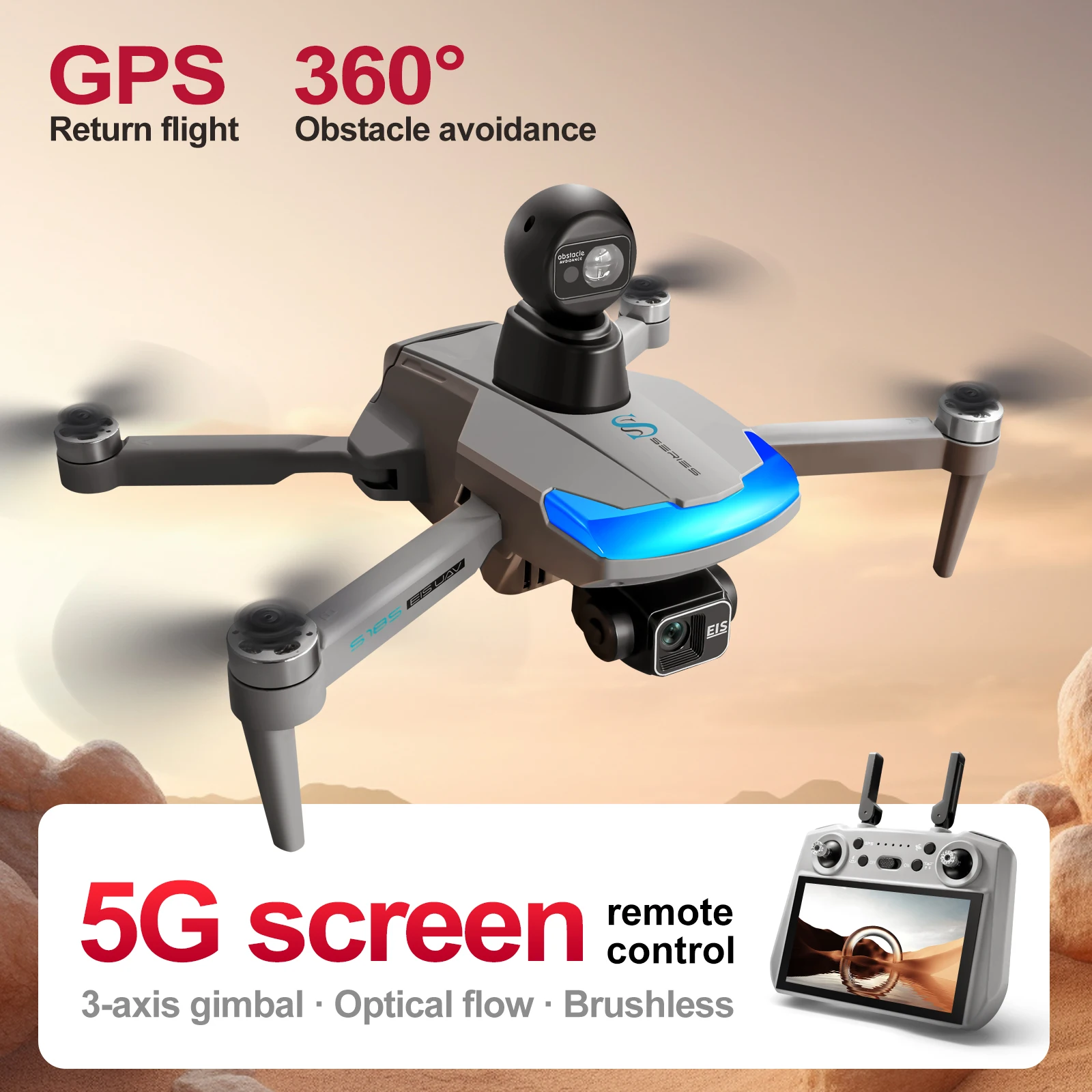 S185 Professional Drone 2.7K H - Drone Gimbal 3 Axis ulasan dan harga