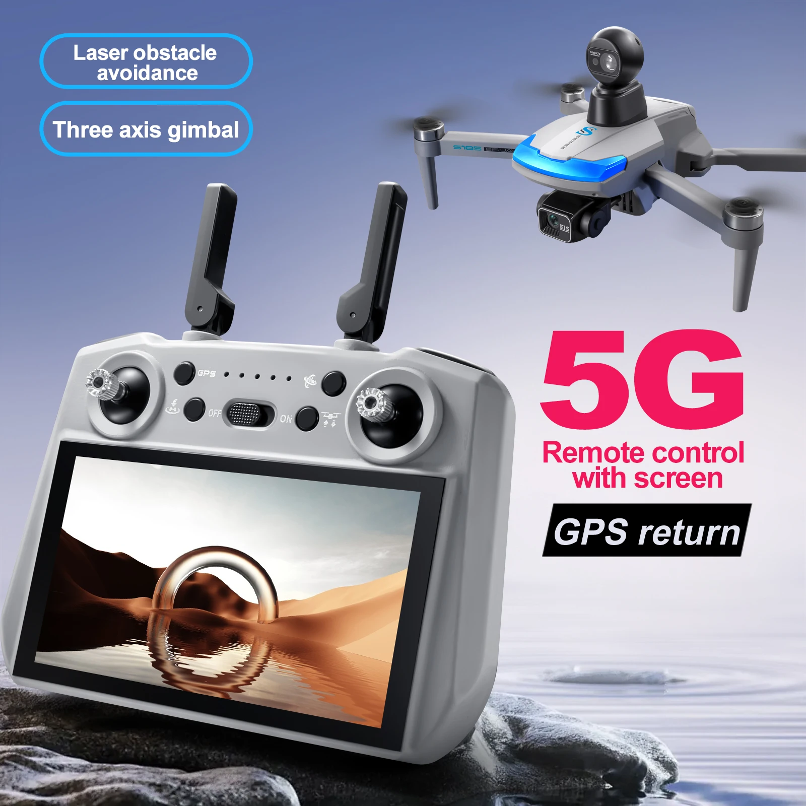 S185 Professional Drone 2.7K H - Drone Gimbal 3 Axis ulasan dan harga